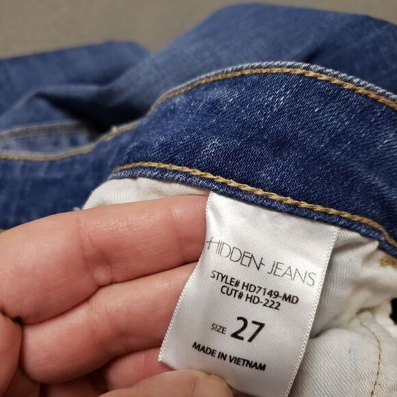 Hidden Jeans | Distressed Blue Jeans size 27 cropped, frayed hem. - Picture 8 of 16